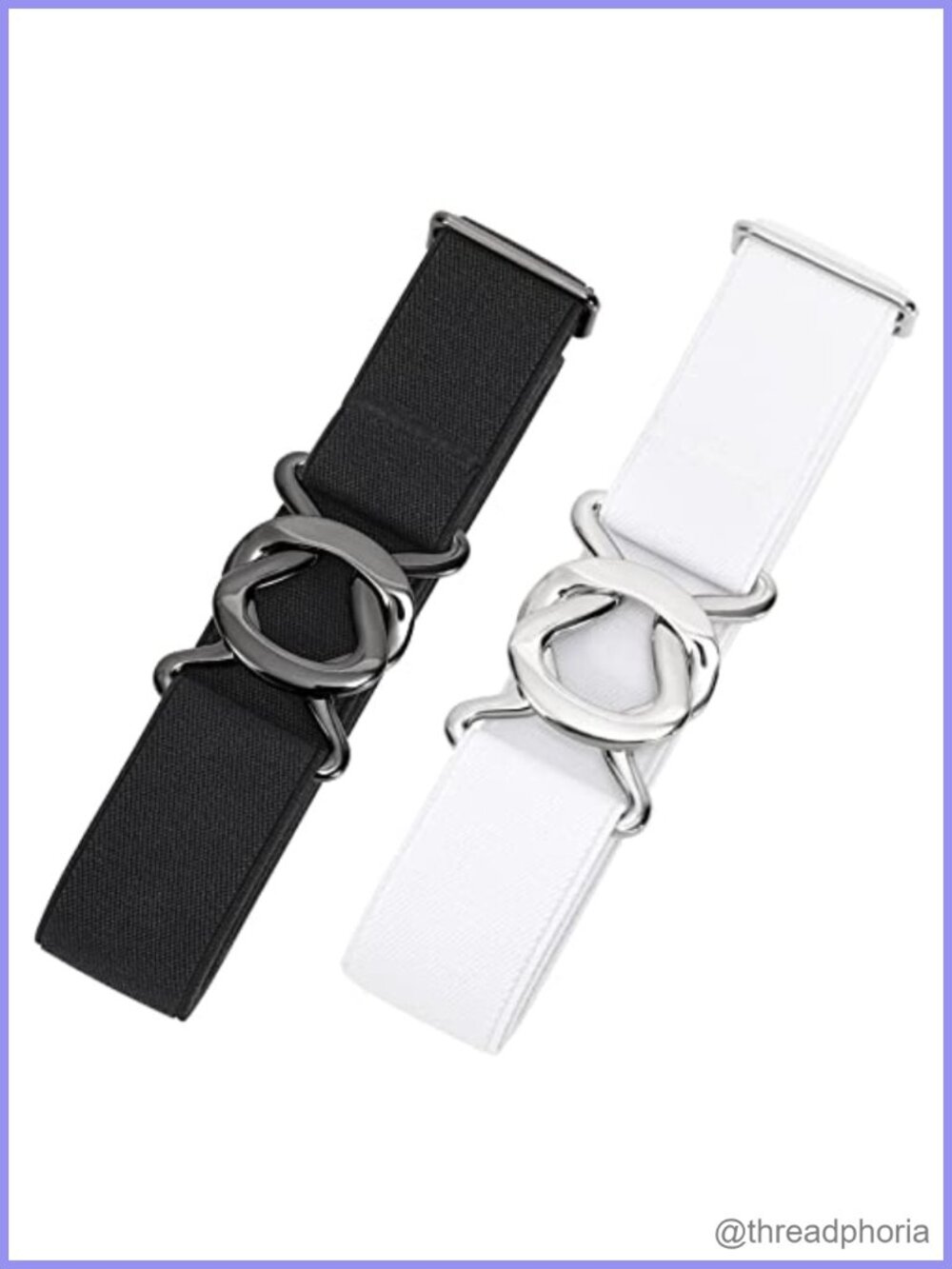 2 Pack No Show Stretch Belt Adjustable Elastic Flat Buckle for Jeans Pants